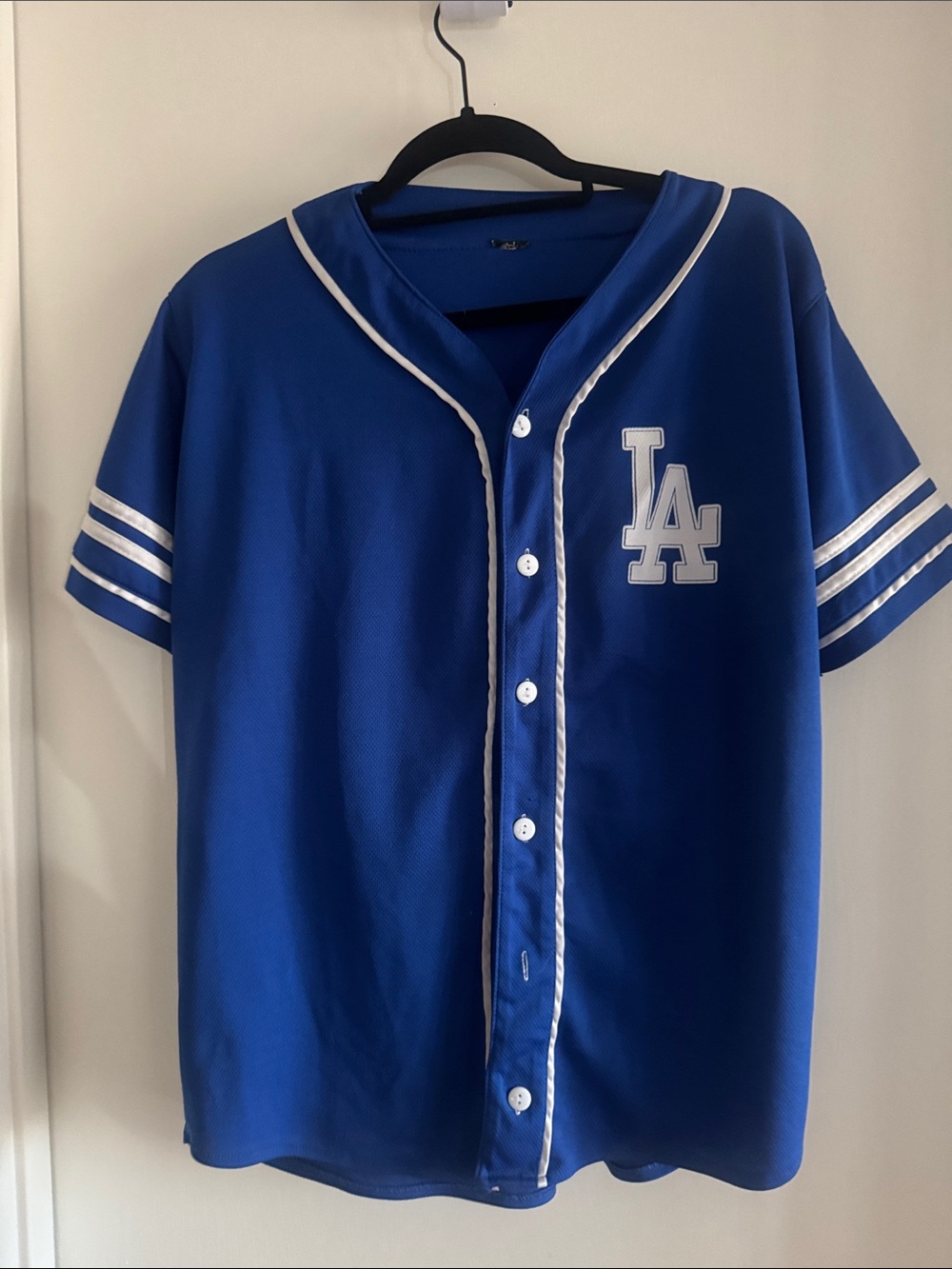LA Dodgers Blue Button-Up Jersey Top